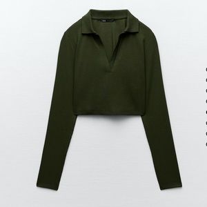 NWT Zara cropped ribbed polo